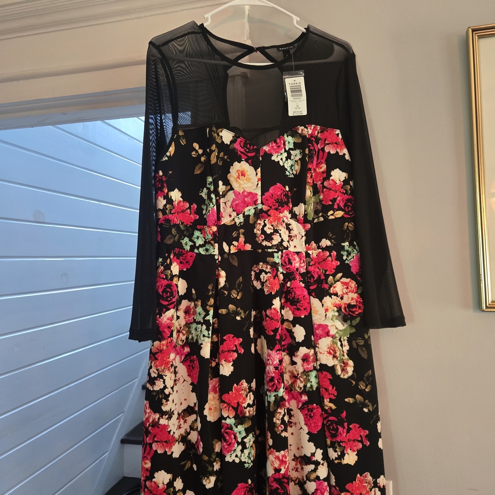 Torrid Black Illusion Scuba Dress